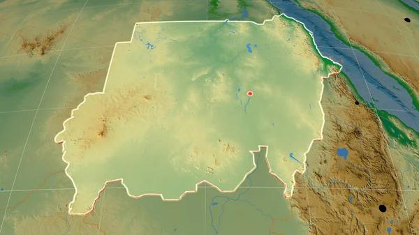 Sudão Extrudiu Mapa Físico Ortográfico Capital Fronteiras Administrativas Gratificação — Fotografia de Stock