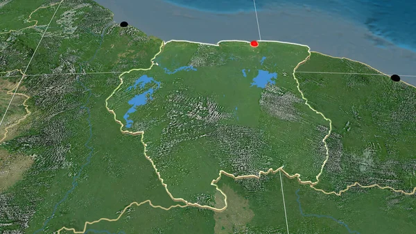 수리남은 위성의 철자법 지도를 보았다 경계선 — 스톡 사진
