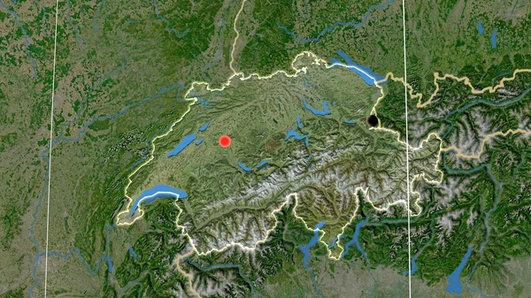 Suiza Describe Mapa Ortográfico Por Satélite Capital Fronteras Administrativas Graticule — Foto de Stock