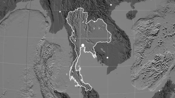 タイは二次元の正書法地図について概説した 行政上の国境及び重商 — ストック写真