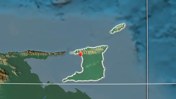 Trynidad Tobago Nakreślone Mapie Ortograficznej Kapitał Granice Administracyjne Zaspokojenie Potrzeb — Zdjęcie stockowe