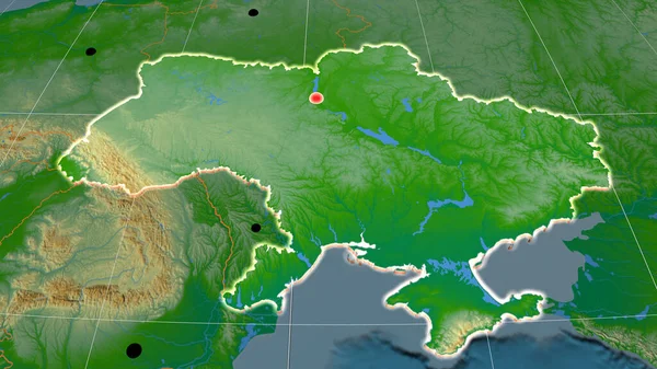 Ukrayna Fiziksel Ortografik Haritada Yer Aldı Sermaye Idari Sınırlar Memnuniyet — Stok fotoğraf