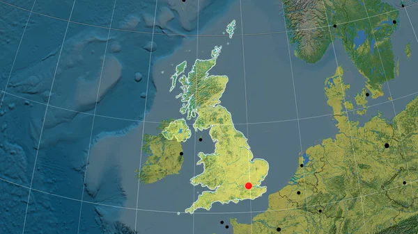 Spojené Království Nastínilo Topografické Ortografické Mapě Hlavní Město Administrativní Hranice — Stock fotografie