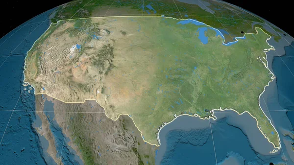 Estados Unidos Continente Extrudido Mapa Ortográfico Por Satélite Capital Fronteiras — Fotografia de Stock