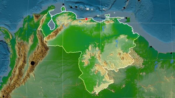 ベネズエラは 物理的な正書法地図について概説した 行政上の国境及び重商 — ストック写真