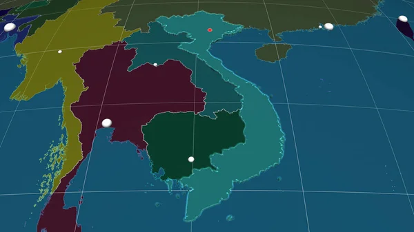 Vietname Extrudiu Mapa Ortográfico Administrativo Capital Fronteiras Administrativas Gratificação — Fotografia de Stock