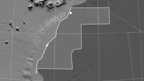 Sahara Zachodnia Nakreślona Dwupoziomowej Mapie Ortograficznej Kapitał Granice Administracyjne Zaspokojenie — Zdjęcie stockowe
