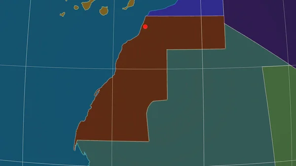 Västsahara Beskrivs Den Administrativa Ortografiska Kartan Kapital Administrativa Gränser Och — Stockfoto