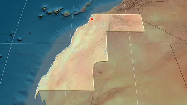 Sahara Occidental Extruido Mapa Ortográfico Topográfico Capital Fronteras Administrativas Graticule — Foto de Stock