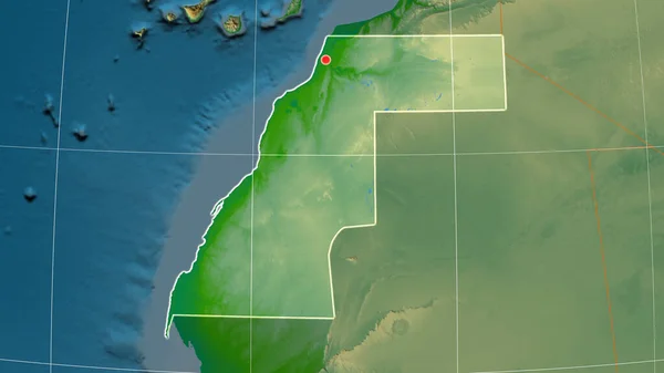 西サハラは 物理的な正書法の地図上で概説した 行政上の国境及び重商 — ストック写真