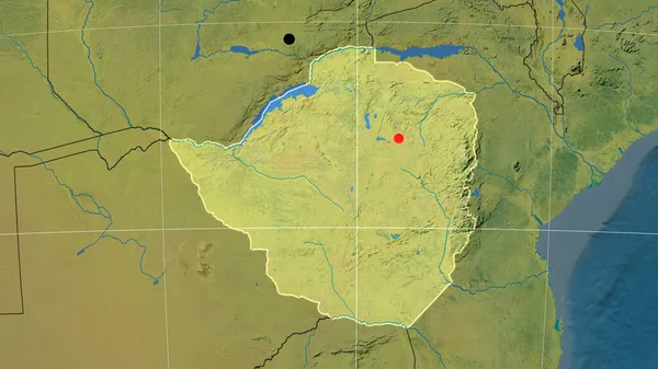 Zimbábue Delineado Mapa Topográfico Ortográfico Capital Fronteiras Administrativas Gratificação — Fotografia de Stock