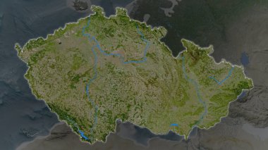 Çek Cumhuriyeti bölgesi, çevrelerinin koyu bir arka planında büyüyüp parladı. Uydu görüntüleri