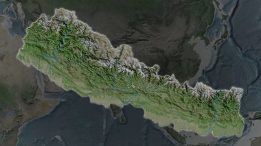 Nepal bölgesi, çevresinin koyu bir arka planında büyüyüp parladı. Uydu görüntüleri