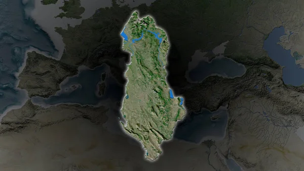 Albanien Området Utvidgades Och Lyste Mörk Bakgrund Sin Omgivning Satellitbilder — Stockfoto