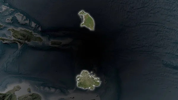 Barbuda Island Área Ampliada Brilhou Fundo Escurecido Seus Arredores Imagens — Fotografia de Stock