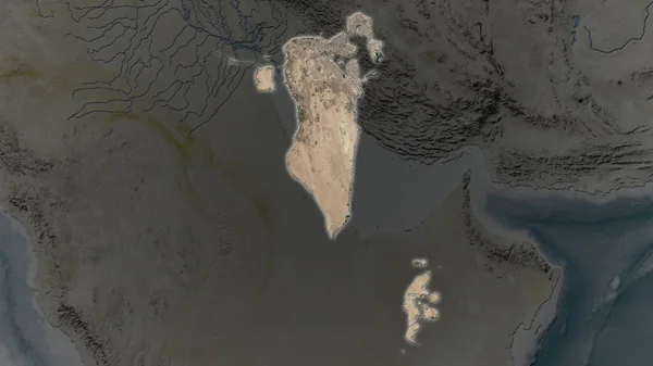 Bahreyn Alanı Genişledi Çevresinin Karanlık Arka Planında Parladı Uydu Görüntüleri — Stok fotoğraf