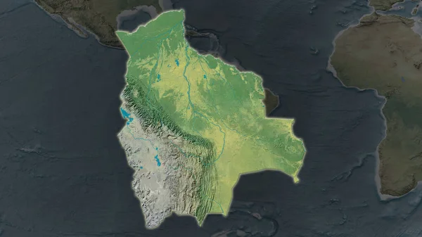 Área Bolivia Agrandó Brilló Sobre Fondo Oscuro Sus Alrededores Mapa —  Fotos de Stock