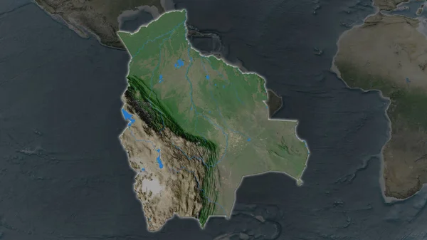 Bolivya Bölgesi Çevrelerinin Koyu Bir Arka Planında Büyüyüp Parlıyordu Uydu — Stok fotoğraf