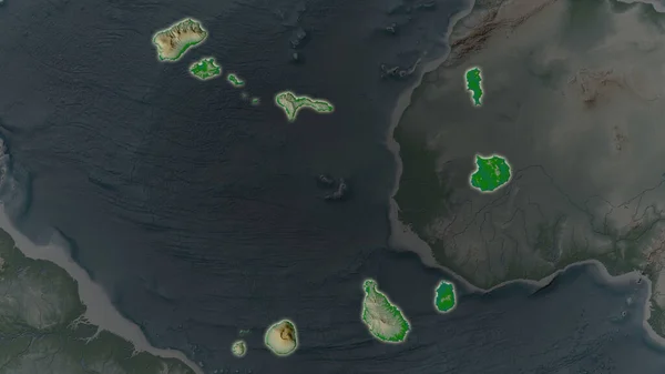 Kap Verde Området Förstoras Och Lyste Mörk Bakgrund Sin Omgivning — Stockfoto