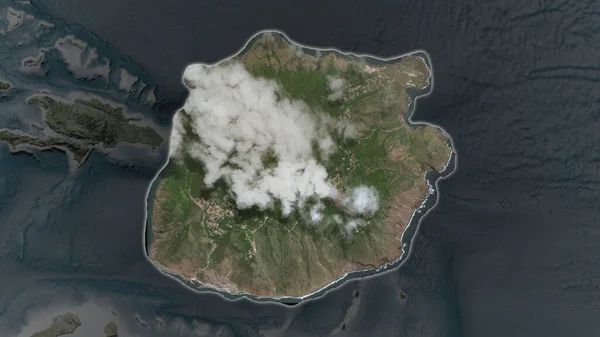 Saba Område Förstoras Och Lyste Mörk Bakgrund Sin Omgivning Satellitbilder — Stockfoto