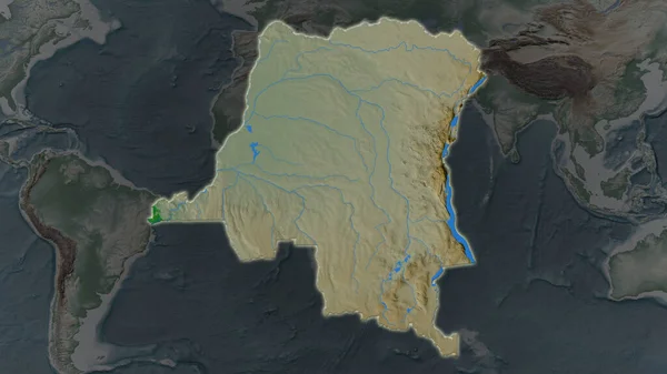 Demokratiska Republiken Kongo Området Utvidgades Och Lyste Mörk Bakgrund Sin — Stockfoto