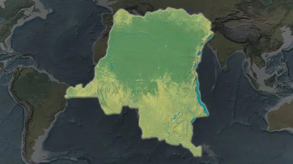 Район Демократической Республики Конго Расширялся Светился Темном Фоне Окрестностей Топографическая — стоковое фото