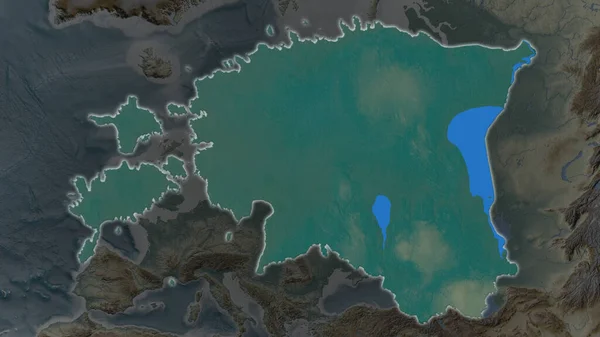 Территория Эстонии Расширилась Засияла Темном Фоне Своего Окружения Карта Рельефа — стоковое фото
