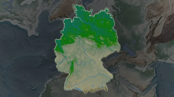 Germany Area Enlarged Glowed Darkened Background Its Surroundings Main Physical — Stock Photo, Image