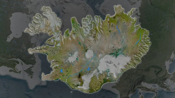 Área Islandia Agrandó Brilló Sobre Fondo Oscuro Sus Alrededores Imágenes — Foto de Stock