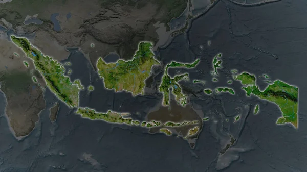 Área Indonesia Agrandó Brilló Sobre Fondo Oscuro Sus Alrededores Imágenes — Foto de Stock