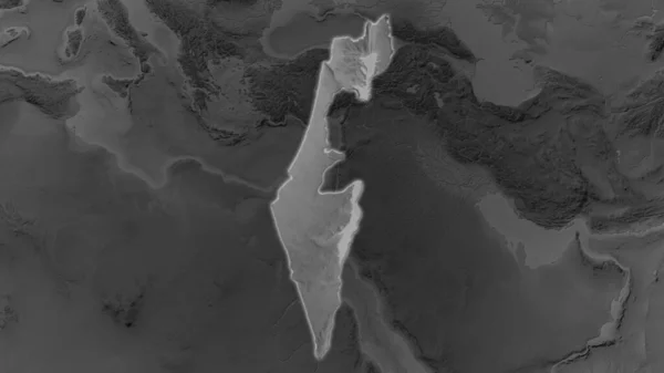 Área Israel Agrandó Brilló Sobre Fondo Oscuro Sus Alrededores Escala — Foto de Stock
