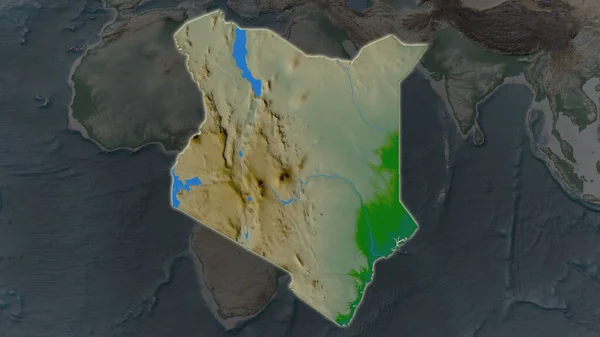 Kenya Området Förstoras Och Glödde Mörk Bakgrund Sin Omgivning Huvuddrag — Stockfoto