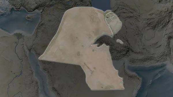 Kuveyt Çevresinin Karanlık Arka Planında Büyüyen Parlayan Bir Alan Uydu — Stok fotoğraf