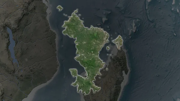 Mayotte Bölgesi Çevresinin Koyu Bir Arka Planında Büyüyüp Parlıyordu Uydu — Stok fotoğraf