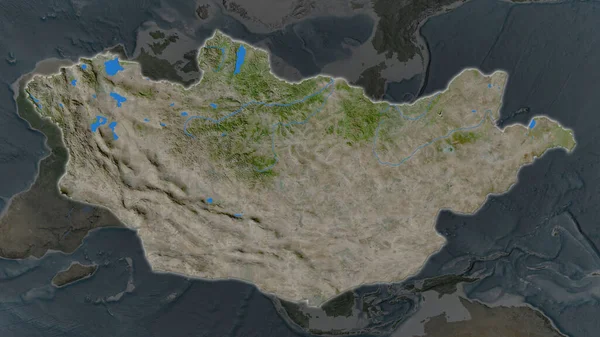 Mongolië Gebied Uitgebreid Gloeide Een Donkere Achtergrond Van Zijn Omgeving — Stockfoto