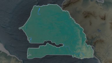 Senegal bölgesi, çevresinin koyu bir arka planında büyüyüp parladı. Yardım haritası