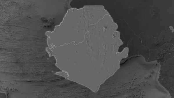 Oblast Sierra Leone Zvětšovala Zářila Tmavém Pozadí Svého Okolí Mapa — Stock fotografie