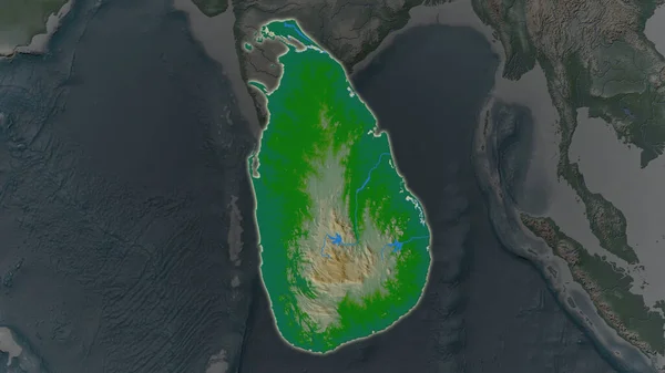 Área Sri Lanka Agrandó Brilló Sobre Fondo Oscuro Sus Alrededores —  Fotos de Stock