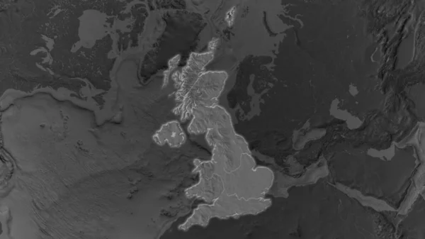 Área Del Reino Unido Agrandó Brilló Sobre Fondo Oscuro Sus — Foto de Stock