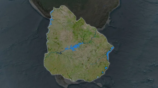 Uruguay Bölgesi Çevrelerinin Koyu Bir Arka Planında Büyüyüp Parlıyordu Uydu — Stok fotoğraf