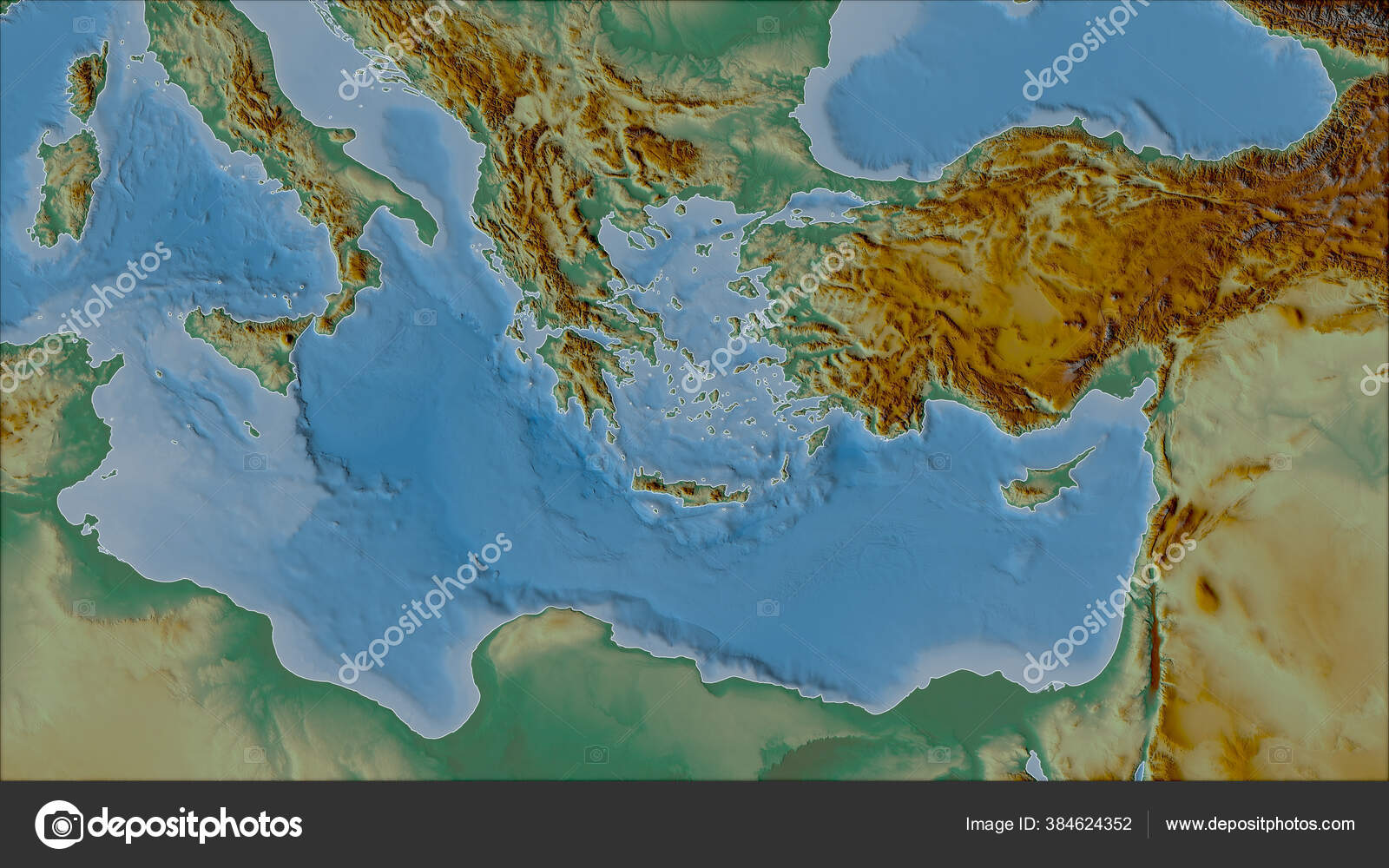 Соседства Тектонической Плиты Эгейского Моря Рельефной Карте.