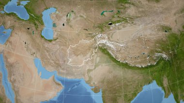 Afganistan. Mahalle - ülkenin dış hatlarıyla uzak perspektif. uydu resimleri