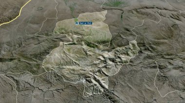 Sar-e-Pol - Afganistan 'ın başkenti yakınlaştırıldı ve vurgulandı. Uydu görüntüleri. 3B görüntüleme