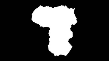 Siyah arka planda Afrika tektonik plakasının beyaz maskesi. Van der Grinten I yansıması (eğik dönüşüm). Birleşiklik aracı