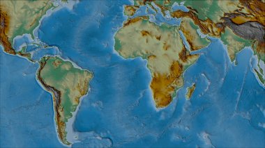 Van der Grinten I projeksiyonundaki (eğik dönüşüm) yardım haritasında Afrika tektonik plakasının komşuları. Ham bileşik - ana hatları yok