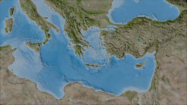 Сусіди Тектонічної Плити Егейського Моря Супутниковій Карті Проекції Фургона Дер — стокове фото