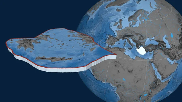 Plaque Tectonique Mer Égée Extrudée Présentée Contre Globe Topographie Bathymétrie — Photo