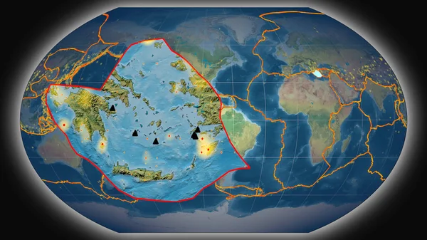 Тектонічна Плита Егейського Моря Була Витягнута Представлена Глобальній Топографічній Карті — стокове фото