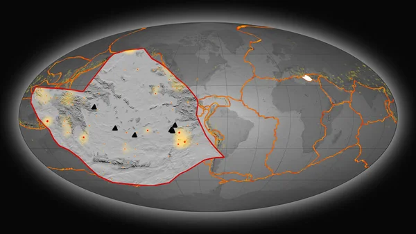 Placa Tectónica Del Mar Egeo Extruida Presentada Contra Mapa Global — Foto de Stock