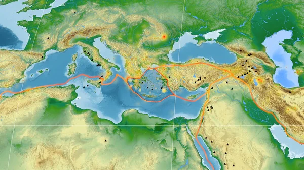 Placa Tectónica Del Mar Egeo Delineada Mapa Físico Color Global —  Fotos de Stock